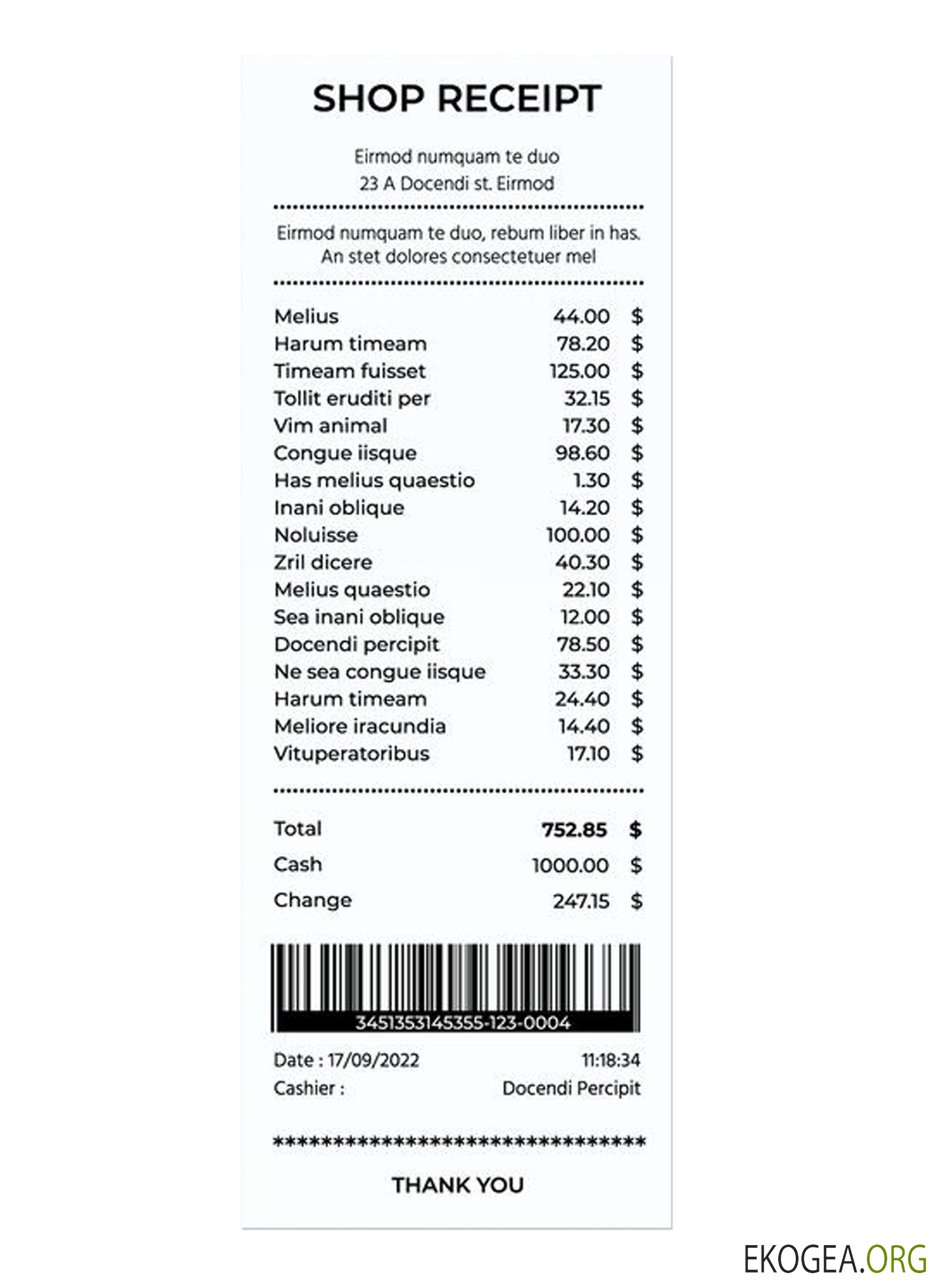 Modèle de chèque de paiement SHOP